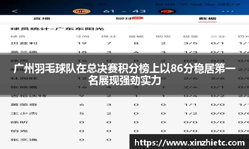 广州羽毛球队在总决赛积分榜上以86分稳居第一名展现强劲实力